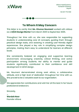 Experience letter
Xwave