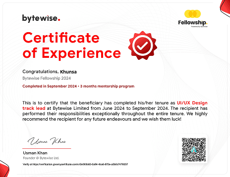 Certificate of Experience Bytewise