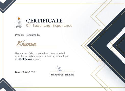 Certificate of Experience Madrasa tul banat