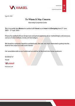 Experience letter
VAASEL