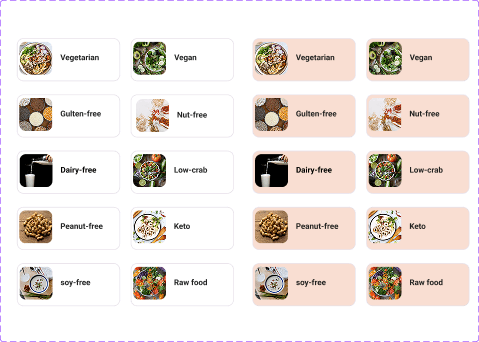 Food category cards